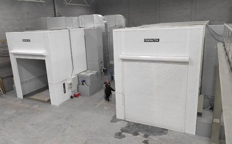 Technological equipment and apparatus for applying paint and varnish coatings, preparation stations, paint booths, paint booths,