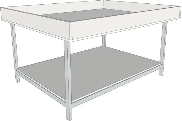 Large reinforced table with sides