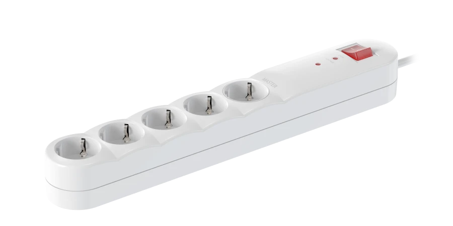 CADUCEUS ALING Connecting products 5x16A power strip with switch 2,3kW, 250V~, 1,5m, white, art. 44701.0