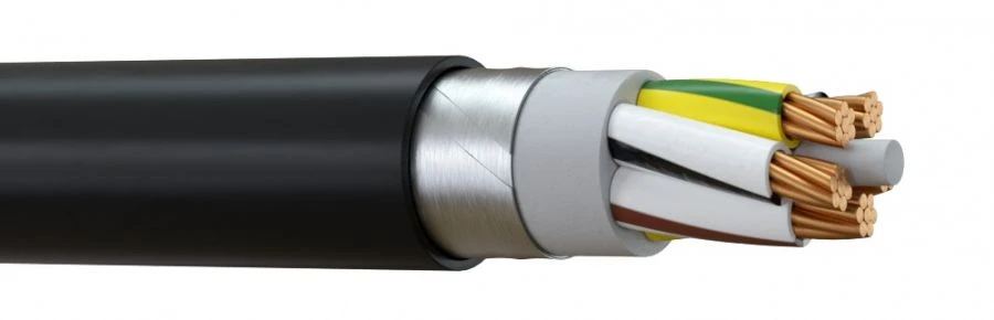 Power cable, not spreading combustion, with reduced smoke and gas emission, with bare armour without outer hose VVBGng.
