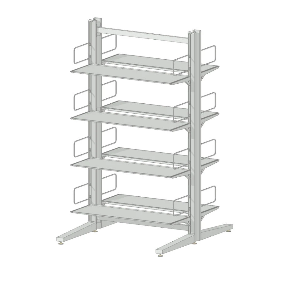 Double-sided metal library shelving unit (for documents) (WxHxHxH) 960x1100x1730 mm