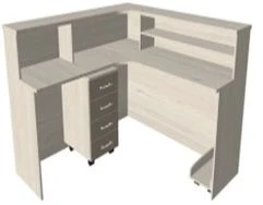 Shaped nurse's post with pedestal cabinet KSPm 1-05