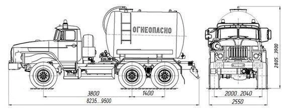 Tank truck for oil and gas condensate collection AKN/AKNS 4680K6 on URAL chassis 5557-1151-60, 5557-1151-62, 5557-1151-70, 5557-