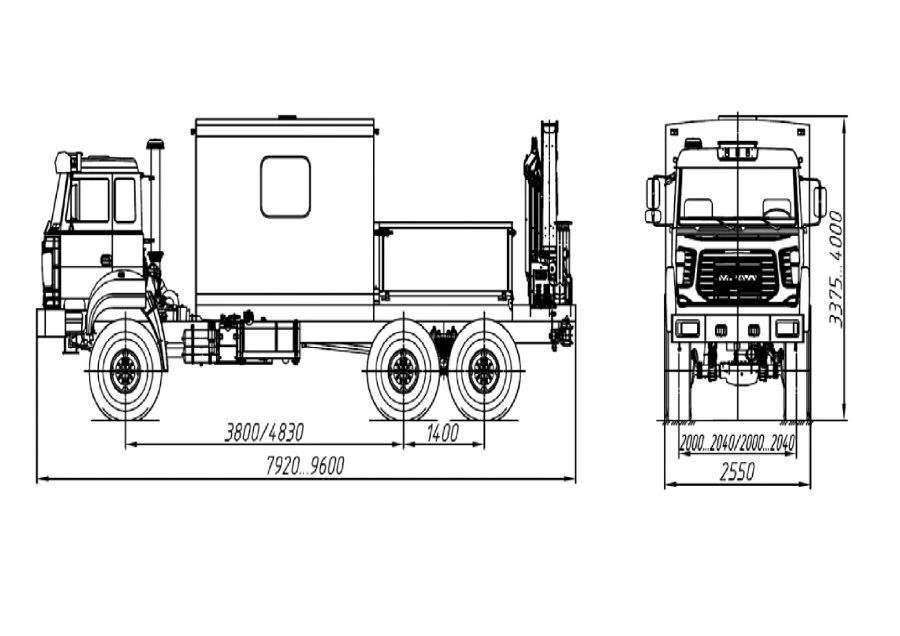 Special cargo-passenger truck model 677514 with CMU (JSC "INMAN IM15, IM20, IM27, IM40T, IM50, IM55, IM77, IT90, IM95, I
