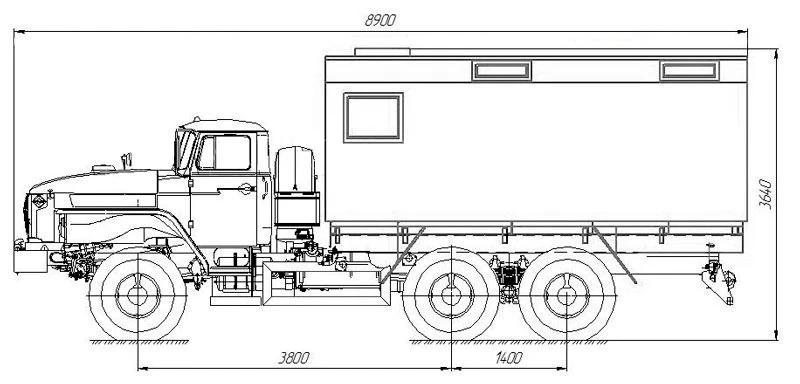 Workshop truck, AVIKOM brand, type 50780AEF, modification 50780E on Ural 4320-60, 4320-62, 4320-70, 4320-72, 4320-74 chassis.