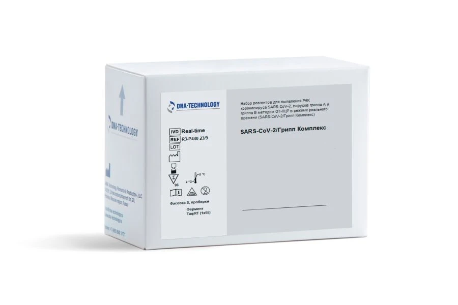 Reagent kit for detection of SARS-CoV-2 coronavirus RNA, influenza A and influenza B viruses by real-time RT-PCR.