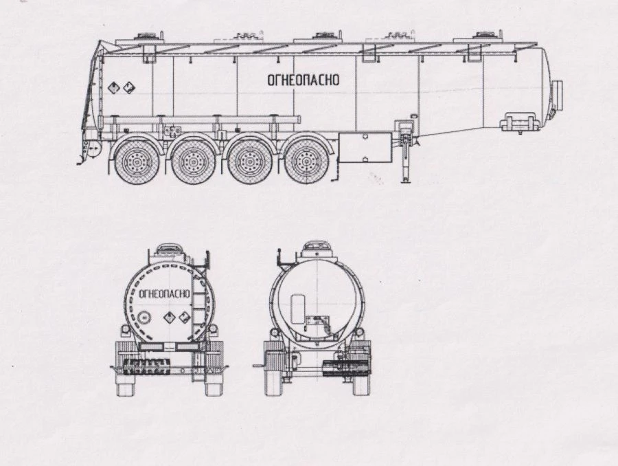 Semi-trailer-tanker PPTS4, type PPTST4, modification 96996-0000010-02 (without pump). Axial unit AGOS-4-GT7-00.00.000 or axial u