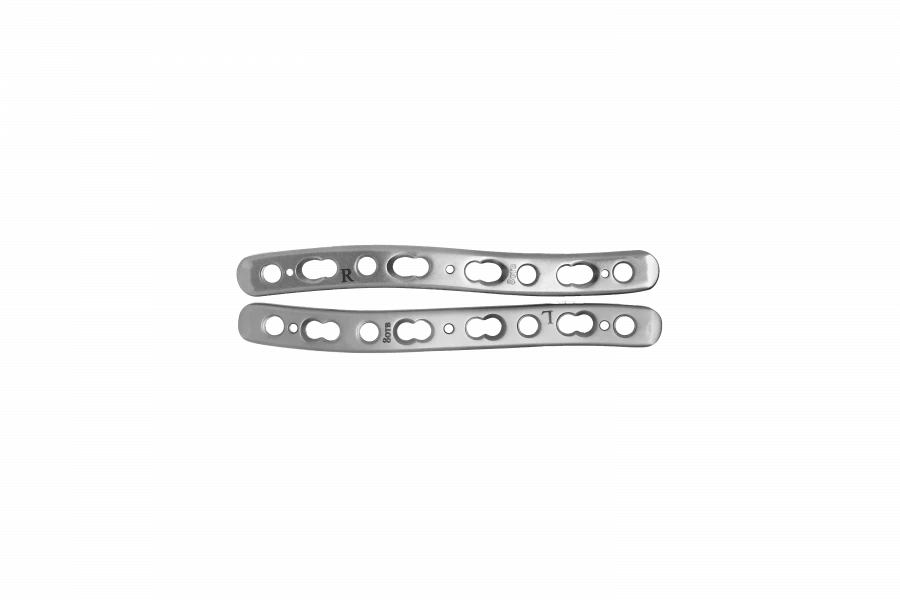 Anatomically curved clavicle plate with angular stability right/left (for 3.5 mm screws)
