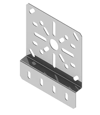 Mounting plate MP134x150, with overall dimensions 134x150 mm, metal thickness 1,5 mm, stainless steel grade AISI 316L.