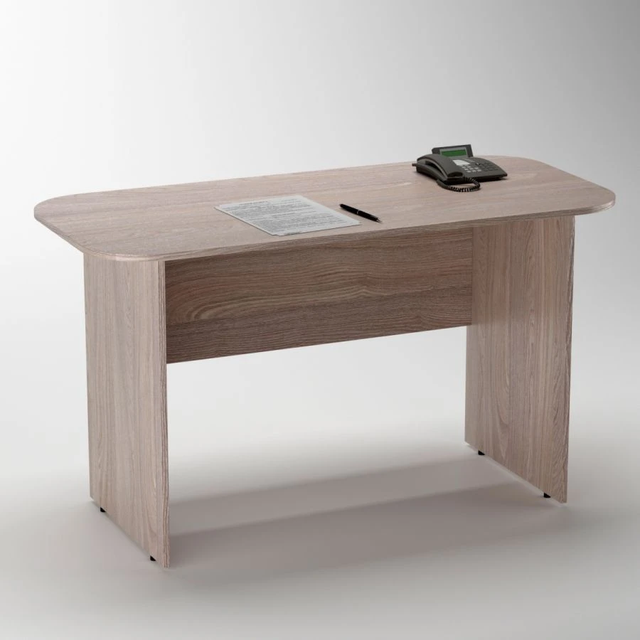 Straight office desk with rounded corners