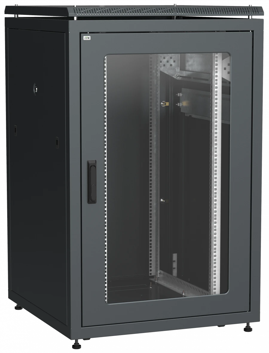 LN05-24U88-GM ITK LINEA N 24U 800x800mm glass perforated door rear metal black.