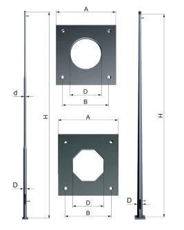Lightning rod faceted conical, tubular