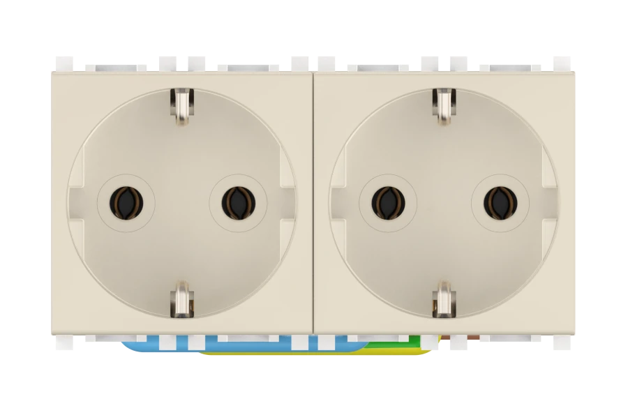 CADUCEUS ALING Experience Double flush-mounted socket outlet with grounding, without centre screw, 2x16A, 250V~, 2x2M,