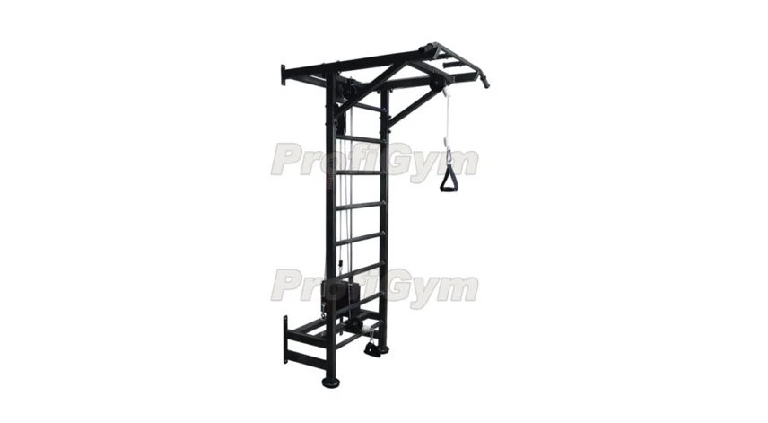 Buffet wall with weight-block exerciser