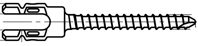 Monoaxial screw Ø5,5 mm reduction screw, length 25 to 60 mm, pitch 5 mm, article no. 830.2XXR