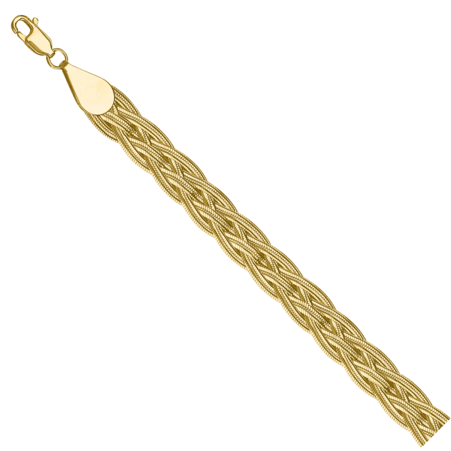 Hand jewellery in 585 gold Bracelet green Almond braid of 5 chains NB17-272 0.35MM 24SM 14.28G
