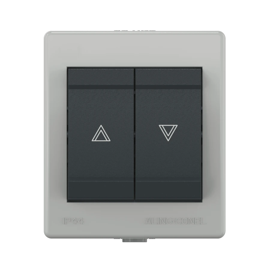 CADUCEUS ALING POWER Outdoor two-way switch for blinds control 10A, 250V~, IP44, grey anthracite, art.