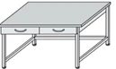 Metal lab technician's table on metal frame with 2 metal hanging drawers SL-8(m)