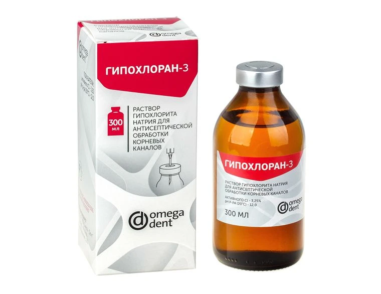Sodium hypochlorite solution for antiseptic treatment of root canals "Hypochloran-3".