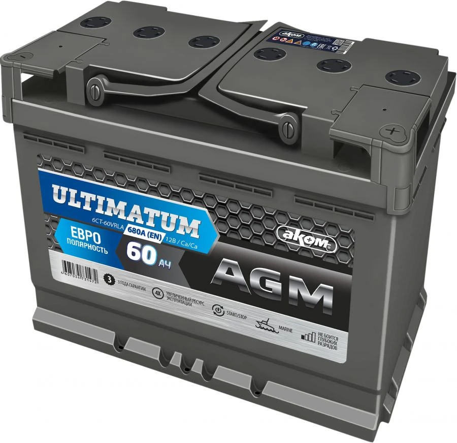 Battery 6ST-60VRLA ULTIMATUM Euro AGM