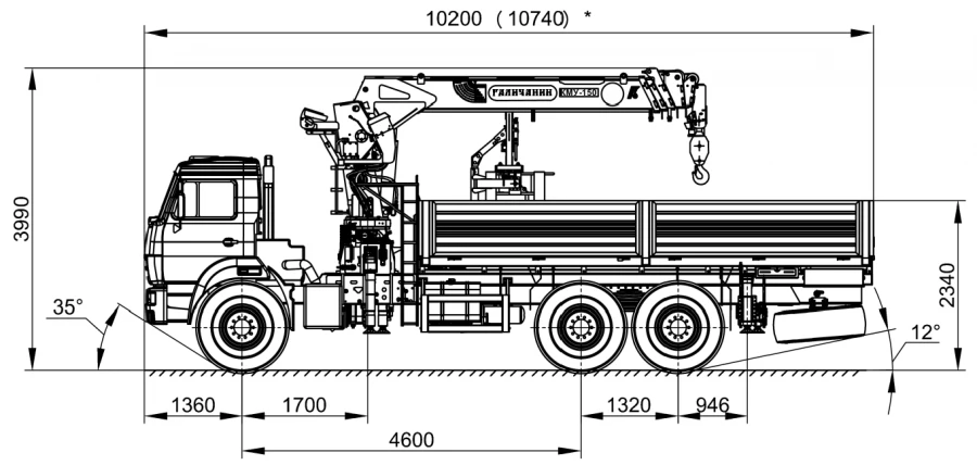 Crane-manipulator truck KMA-150-5 with additional equipment (working platform) and its modifications (special, cargo flatbed equ