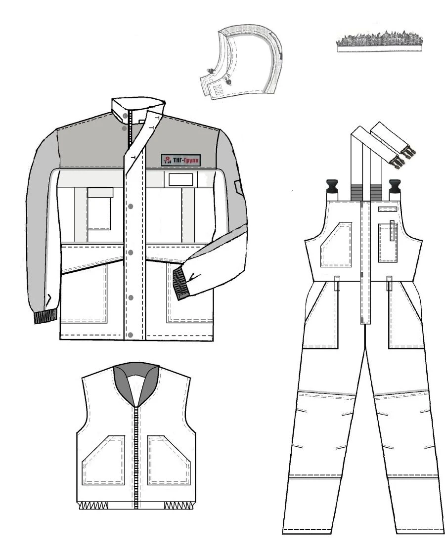 Women's suit (jacket, dungarees) for protection against low temperatures, general industrial pollution and mechanical effects (a