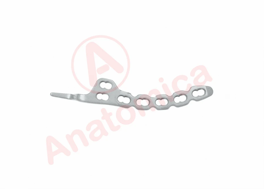 Reconstructive hook-shaped plate with angular stability