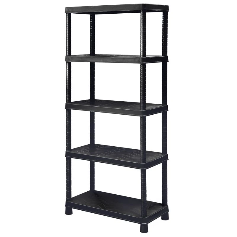 Collapsible plastic shelving unit, 35*70*160 cm, black