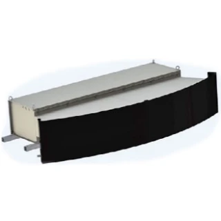 Stationary electric heat curtain with water heat exchanger, KALASHNIKOV trade mark, model KAC-AD3525W Curved