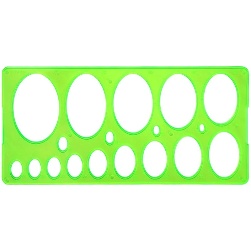 Ellipse stencil, 8-75mm, tinted green