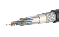Ship communication cable of fire-resistant SSPSVEVng(A)-FRHF grade with insulation made of silane-cross-linked polyethylene, in