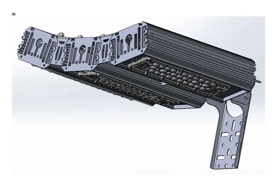 LED luminaire "Industrial Design MTM IoT" series CUBIC 120 Three modules Connection from the sides 10 degrees Mounting console