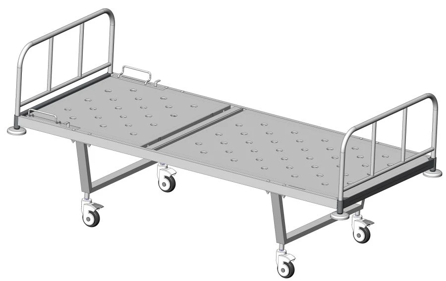 KF0-01-"MSK" (MSK-101M) - General hospital bed with headrest, on wheels, metal backrests, bed - steel sheet, mechanical