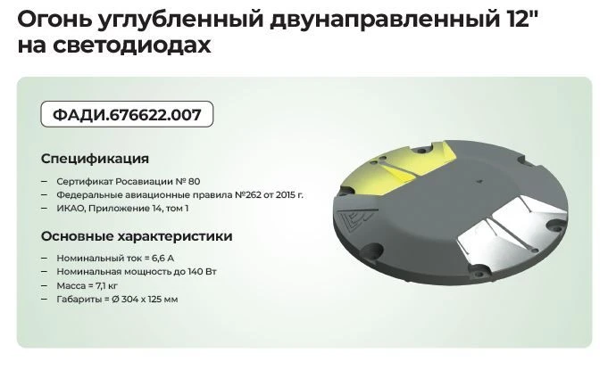 Fire recessed bi-directional 12 inches on LEDs in systems OVI-I,II,III