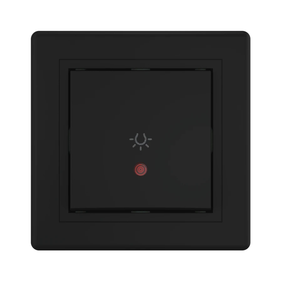 CADUCEUS ALING PRESTIGE Flush-mounted push-button light switch with indication 10AX, 250V~, black (soft touch), article no. 609I