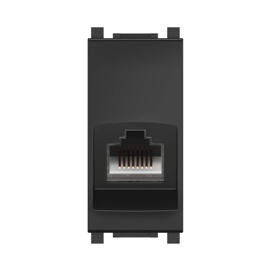 CADUCEUS ALING Experience flush-mounted computer socket Keystone RJ45 8P8C cat.6A FTP, 1M, black (soft touch), Art. no. 74226.S.
