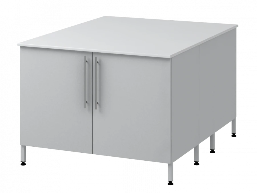 Island table on two supporting metal bollards 1200 OTDL