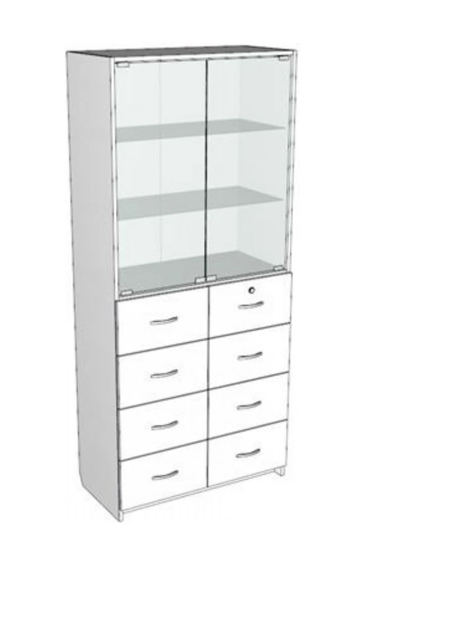 SHMLYa SKB-2S Double-leaf medical cupboard with glass and drawers