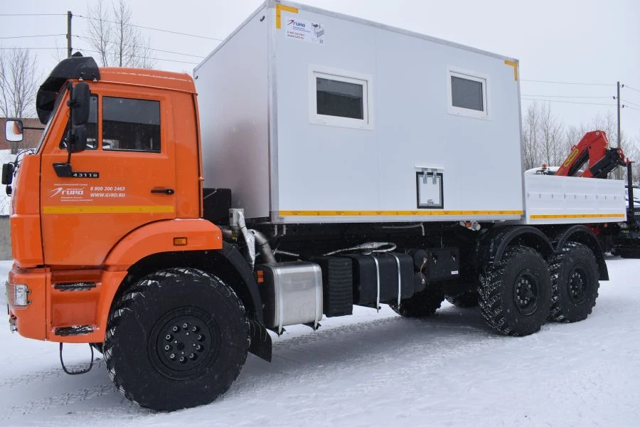 Special van with CMU produced by INMAN JSC on KAMAZ 43502-D5 chassis. Mark GIRD. Type 5849AG. Modification 5849