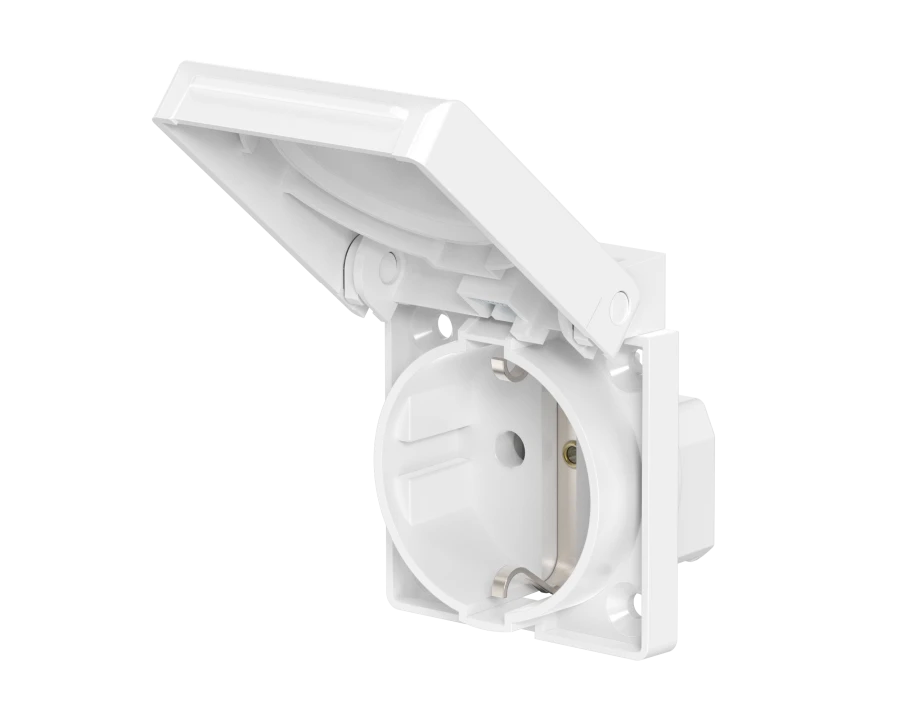 CADUCEUS ALING Connecting products Panel socket with grounding 16A, 250V~, IP54, white/white, art. no. 231.00