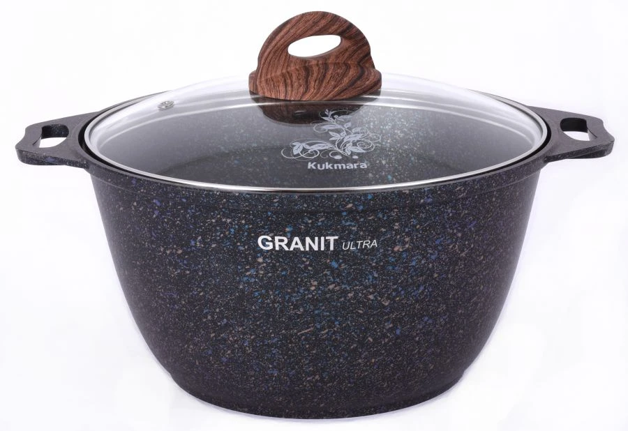 Cast aluminium 4L saucepan (with non-stick coating) TM Kukmara, with glass lid, "Granit ultra" line