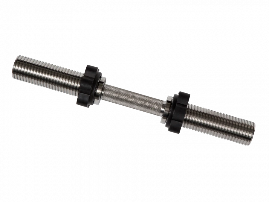 MB-BarM50-M490B Dumbbell bar, chrome-plated, length 490 mm, collapsible, 50 mm threaded bush, locking nut, rotating handle