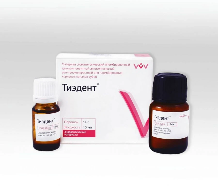 Dental filling material two-component antiseptic radiopaque antiseptic for filling of root canals