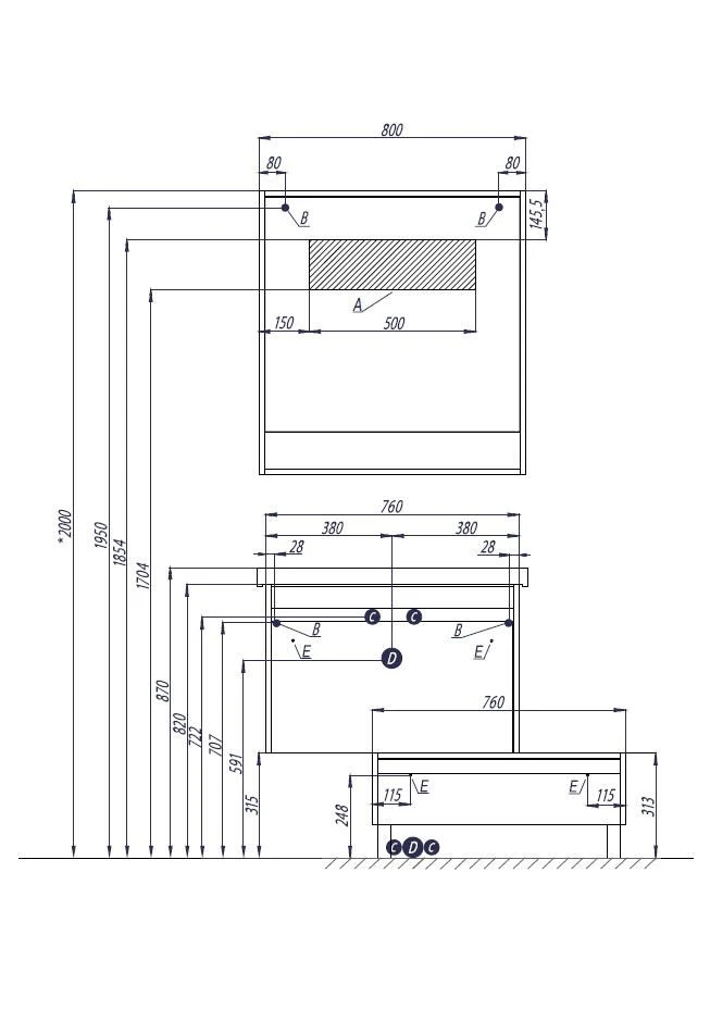 Dresser Aquaton chest of drawers Capri 80 taxony dark 1A231103KPDB01.A231.1.03K.PDB.0