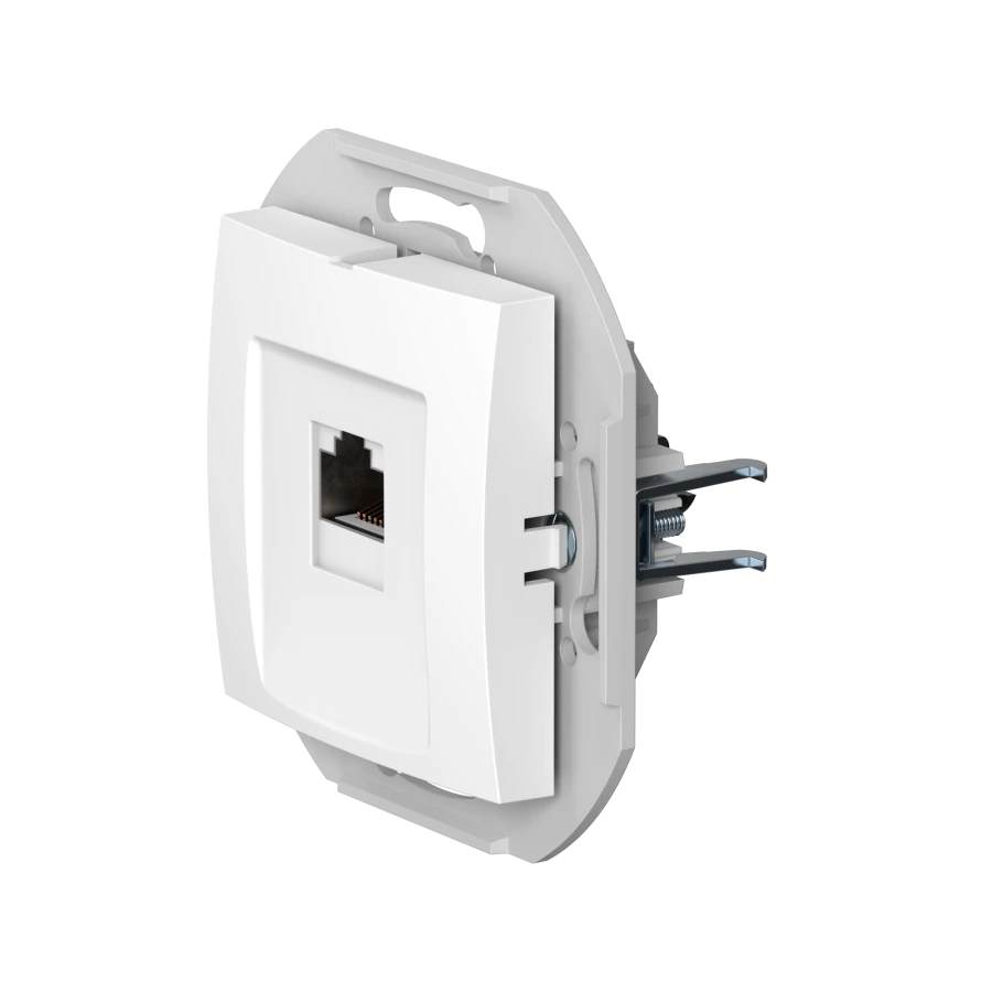 CADUCEUS ALING PRESTIGE Flush-mounted computer socket with Keystone RJ45 8P8C cat.6 FTP module, white, Art. no. 60150S.999. 6015