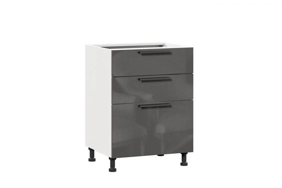 Gerda Anthracite LD.279140.000 Front set for kitchen cabinet 600 with 3 drawers (4) (Anthracite gloss)
