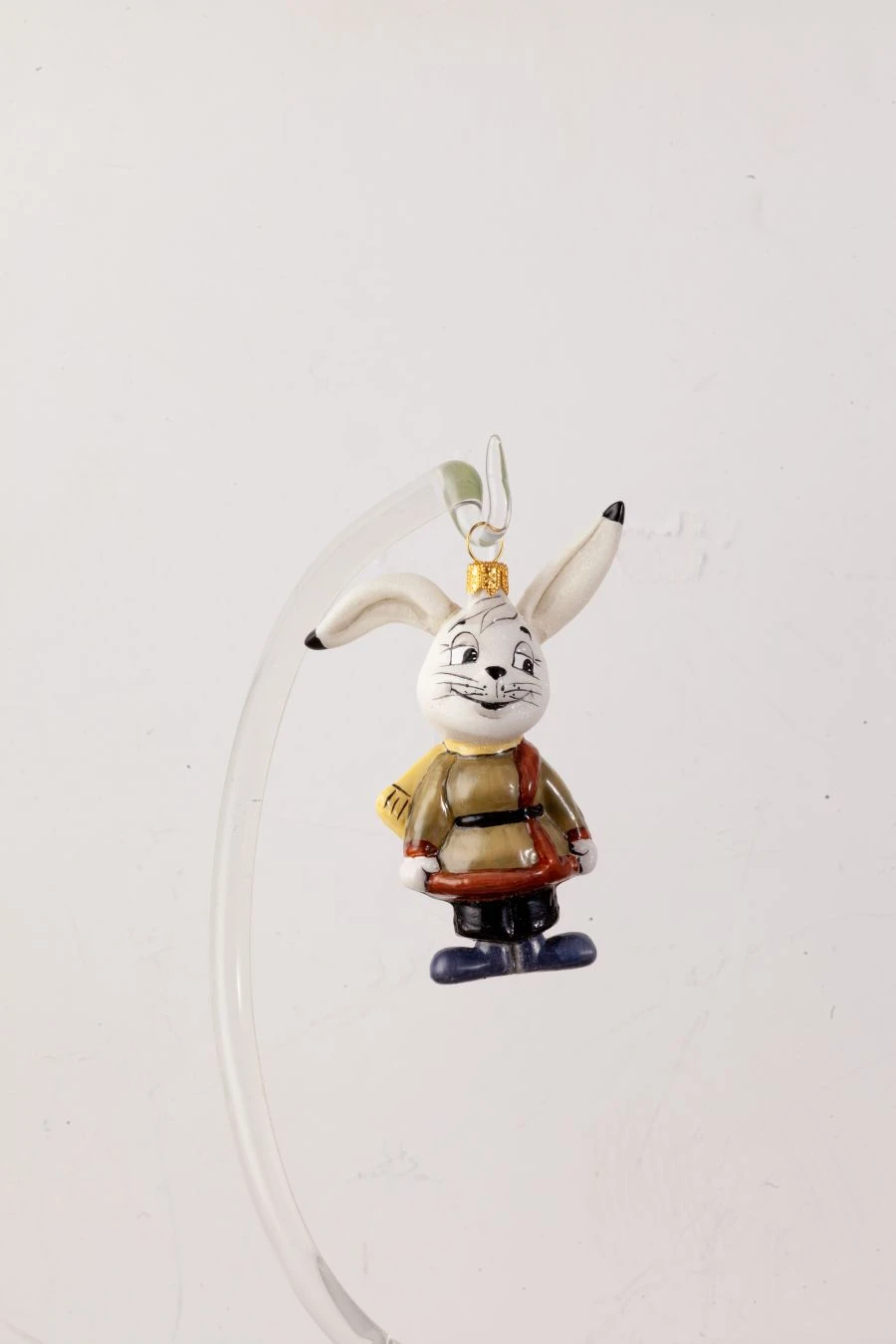 Licence Christmas tree toy made of glass "Papa Bunny"