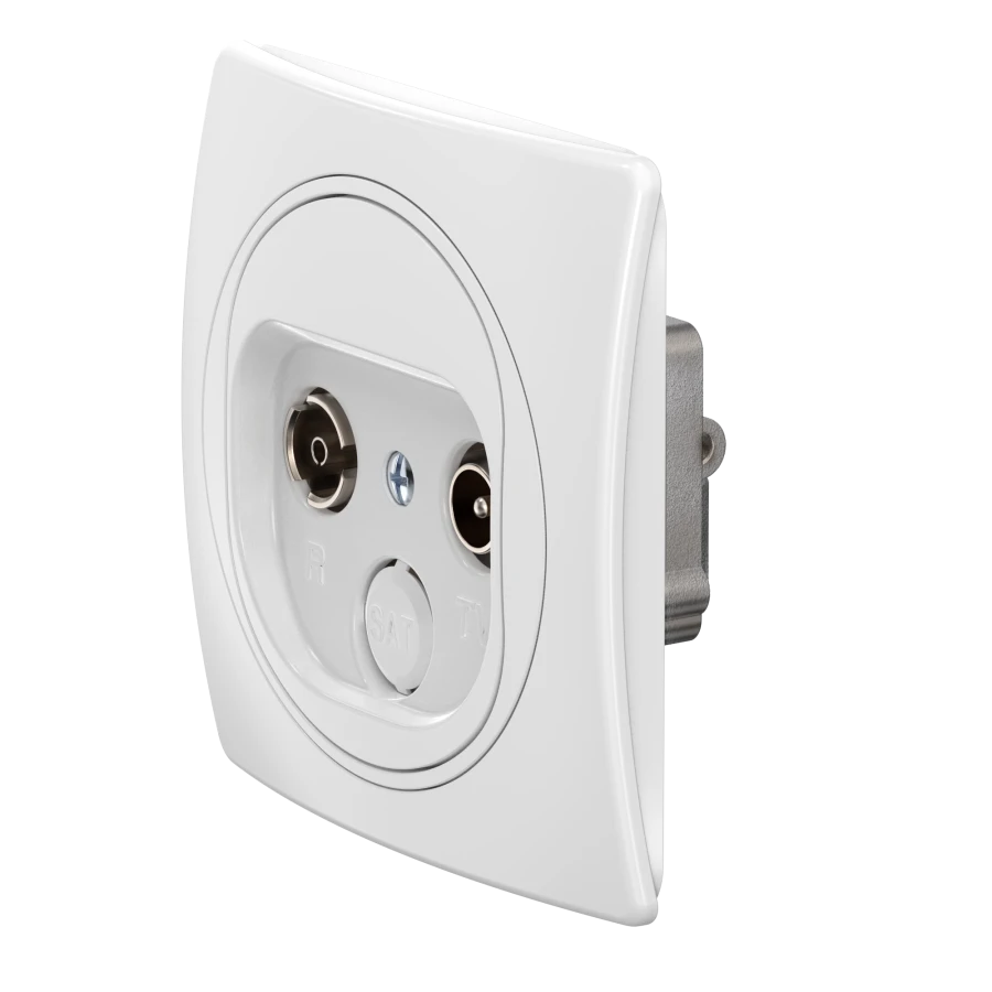 CADUCEUS ALING EON Flush-mounted aerial TV/FM feed-through socket, white, Art. No. E612P.00