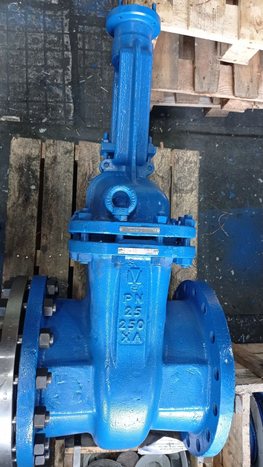 Steel wedge gate valve with sliding spindle under drive RN 2,5 MPa DN 250