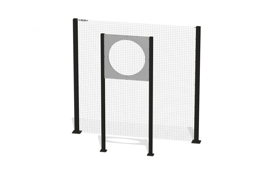Round target on stands for the test "Tennis ball throwing 6 m", hole diameter 90 cm